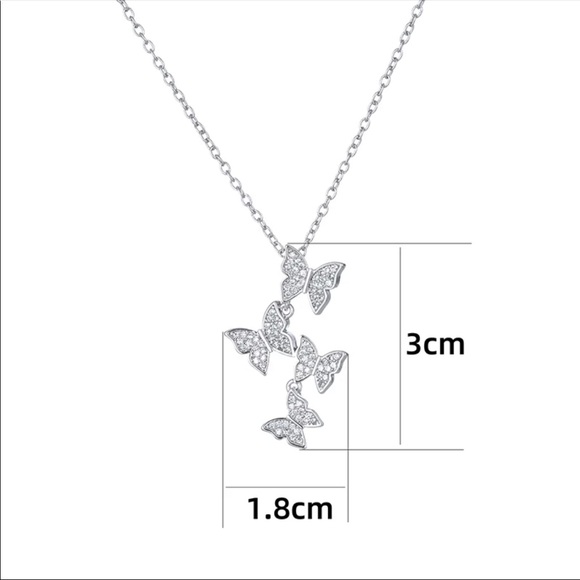 New 925 Silver Multi Butterfly Diamond Necklace - Picture 10 of 15
